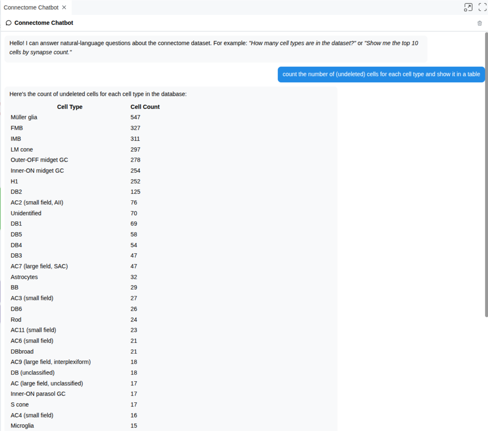 Connectome Chatbot